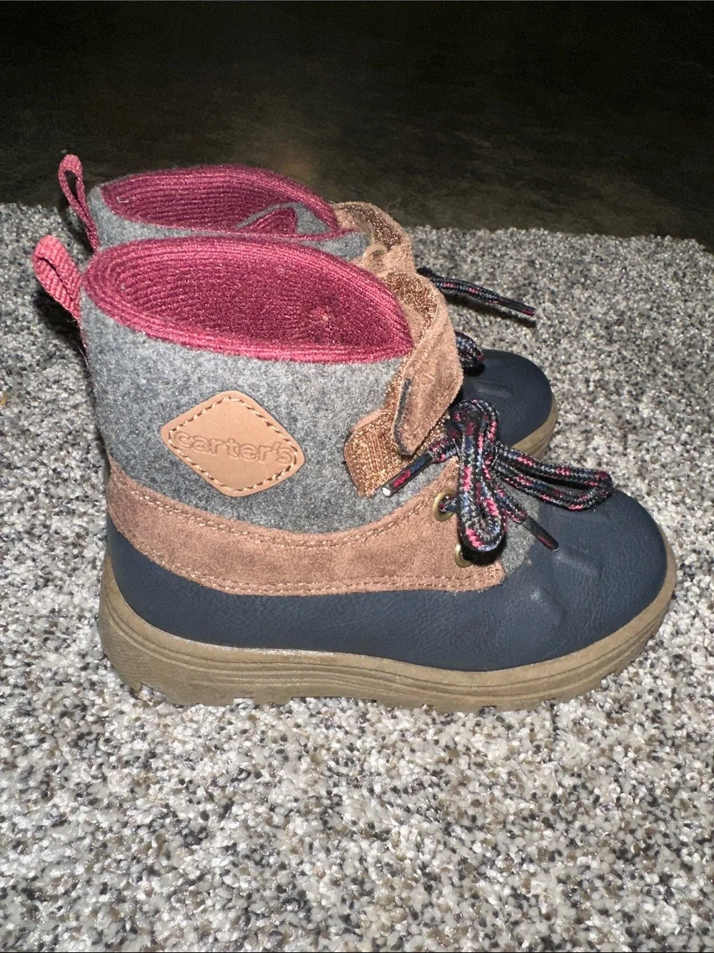 Carter's Navy, Brown & Red Kids Winter Rain Boots